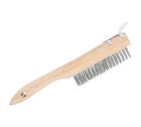 Brosse Métallique en Acier Inoxydable Manche Bois et Grattoir | Nettoyage de Rouille et Peinture, Outil Réutilisable, Prise Confortable, Usage la Cuisine et Ménage