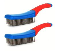 Brosse métallique en acier inoxydable robuste avec manche en plastique ergonomique - idéale pour éliminer la rouille, les scories, la saleté et la peinture 1 pièce (couleur aléatoire),2 pièces (couleu