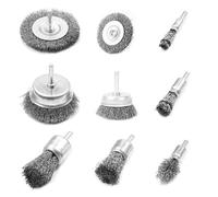 Brosse Metallique Pour Perceuse,Brosse Métallique Perceuse,Jeu de 9 brosses métalliques et brosses boisseau pour enlever la rouille