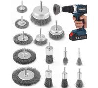 Brosse métallique pour perceuse - Coffret de 14 pièces - Acier allié