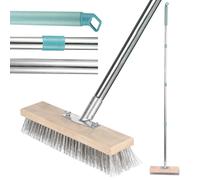 Brosse métallique robuste avec manche télescopique de 150 cm, idéale pour éliminer les mauvaises herbes, la mousse et les algues