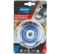 Brosse abrasive coupe torsadée Norton 75 mm fil 0,50 mm pour meuleuse 12500 tr/min