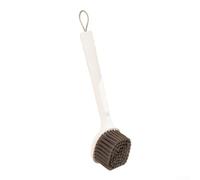 Brosse multifonction à long manche pour cuisine, baguette de nettoyage à 360 degrés pour poêles et couteaux graisseux, facile à rincer, blanc crème (blanc crème)