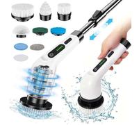 Brosse Nettoyage Électrique Rotative 9-en-1, Manche Télescopique pour Salle de Bain et Carrelage - Nettoyeur Joint, 2 Vitesses, USB