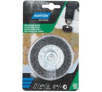Norton – Brosse circulaire ondulée acier Ø 75 mm – Queue hexagonale 6 mm pour perceuse