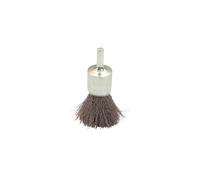 Brosse pinceau sur tige fil acier ondulé décapage dur bois/métal - D. 25 mm - Q. 6 x 17 mm - fil 0.30 - LEMAN - 320.025A