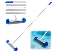Brosse Piscine Ronde,Brosse Nettoyage Piscine avec Tige télescopique,Tête de Brosse de Piscine Détachable avec Poils Robustes,pour Nettoyer Le Fond et Les parois et sols sans Effort
