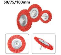 Brosse plate en Nylon, roue métallique Abrasive, outil rotatif, polissage, brosses d'ébavurage, tige de 50/75/100mm 6mm pour perceuse, bois, métal, retrait 75mm
