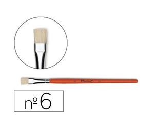 Brosse plate raphaël soie de porc nº6 virole fer blanc nickelé
