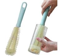 Brosse pour bouteilles avec des poils doux et une tête en forme de spirale. Brosse polyvalente pour nettoyer les gobelets, les verres et les bouteilles