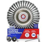 Brosse pour désherbage pour tronçonneuse Husqvarna, idéale pour éliminer les mauvaises herbes et la mousse. Diamètre de l'alésage : 25,4 mm. Quantité : 1 pièce