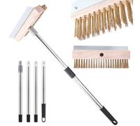 Brosse pour Four à Pizza, 148 Cm Brosse Barbecue avec Grattoir en Acier Inoxydable et Poils en Laiton pour Ooni, Gozney, Divers Fours de Cuisson, Accessoires pour Four à Pizza