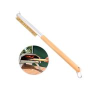 Brosse pour Four à Pizza - 52 cm, avec Racloir en Acier Inoxydable, Poils en Laiton, Manche en Bois de Caoutchouc, Conception -wj