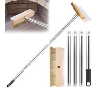 Brosse pour four à pizza avec grattoir en acier, poignée en aluminium amovible et brosse en laiton, brosse pour pierre à pizza de 160 cm