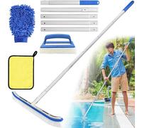 Brosse pour piscine - Brosse de nettoyage avec long manche - Pour les parois, les carrelages et les sols - Avec embout en éponge - Résistante à l'eau
