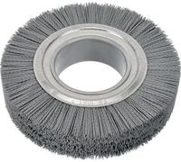 Brosse ronde, alésage 100 mm, diamètre 250 mm, épaisseur de fil 1,02 mm, carbure de silicium, grain 120, sans rondelles d'axe, 3 600 tr/min