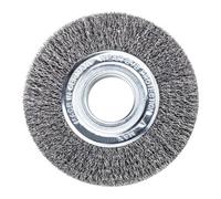 Brosse ronde métallique Lessmann Fil d'acier 0,20 mm, ⌀ de brosse x largeur de garniture : 150 x 22 mm