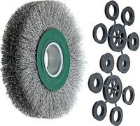 Brosse ronde métallique Lessmann (verte) Fil INOX 0,30 mm, ⌀ de la brosse x largeur de garniture : 150 x 30 mm