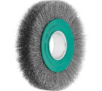 Brosse ronde métallique Lessmann (verte) Fil INOX 0,30 mm, ⌀ de la brosse x largeur de garniture : 178 x 32 mm