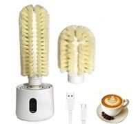 Brosse Rotative Électrique Avec Base D'aspiration, Nettoyeur De Bouteilles | 2 têtes de brosse remplaçables, brosses de lavage rotatives automatiques sans fil for gobelets
