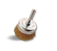 Brosse rotative métallique coupe Ø 50 mm | Lot de 3 | Sur tige Ø 6 mm | Fil laiton Ø 0,20 mm souple | Pour perceuse ou visseuse à mandrin | Kibros 2550LVx3