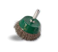 Brosse rotative métallique coupe Ø 75 mm | Sur tige Ø 6 mm | Fil inox Ø 0,20 mm souple | Pour perceuse ou visseuse à mandrin | Kibros 2575IV