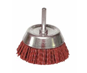 Brosse soucoupe nylon sur tige 6 mm - diamètre 50 mm LEMAN