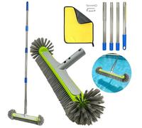 Brosse télescopique pour piscine avec produit de nettoyage