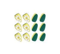 Brosse tête d'éponge rechange bâton vaisselle 12 pièces pour le nettoyage cuisine - vert