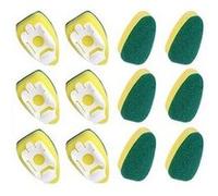 Brosse tête d'éponge rechange bâton vaisselle 12 pièces pour le nettoyage cuisine - vert Vert G