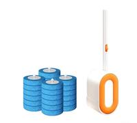 Brosse WC avec couvercle automatique et support mural, système de récurage jetable avec nettoyant intégré, comprend 24 têtes de recharge (orange + 24 têtes)