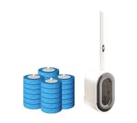 Brosse WC avec couvercle automatique et support mural, système de récurage jetable avec nettoyant intégré, comprend 24 têtes de recharge (gris + 24 têtes)