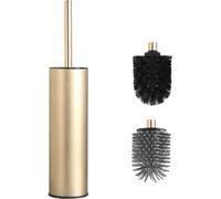 Brosse WC avec Support - Design Contemporain Or Brossé, Poignée Ergonomique et Durable