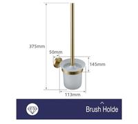 Brosse WC avec support - Ensemble brosse WC - Cuivre et céramique - Finition chromée - Design cannelé - Fixation par vis - Adaptée pour salle de bain et WC