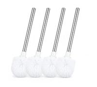 Brosse WC Blanche Lot de 4 avec Manche en Acier Inoxydable Balai de Toilette pour Salle de Bain, Ensemble de Brosses pour Nettoyage Complet et Efficace Accessoires de Bain