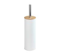 Brosse WC Bois Tortona, Brosse WC noire, Métal - Bambou, Ø 9,5x38,5 cm, Blanc - Marron