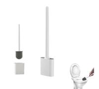 Brosse WC, Brosse Toilettes WC Silicone, Balai Toilette WC et Support, Brosse de Toilettes WC Noir, Balayette WC Suspendu Mural Salle de Bain sans Percage, Séchage Rapide, sans Odeur (Blanc)