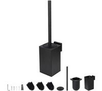 Brosse WC Carrée Noir Mat avec 2 Recharges et Support