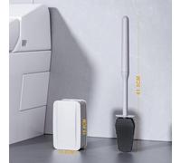 Brosse WC en silicone Unyqoos® à fixer au mur – noire, brosse WC antibactérienne avec support, design innovant
