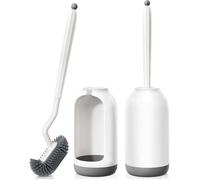 Brosse WC flexible avec nettoyeur de bords : brosses wc et supports à séchage rapide pour accessoires de salle de bain - 2 Pack Weiß