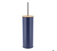 Tendance – Brosse WC – Métal avec couvercle bambou – Bleu