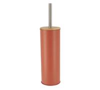 TENDANCE - Brosse WC Métal Couvercle Bambou - Terracotta- Salle de Bain - Poubelles et Brosses WC