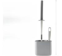 Brosse WC pliable avec nettoyeur, brosse flexible pour joints de carrelage et coins, outil de nettoyage en plastique à 360 degrés avec base suspendue, gris bleu