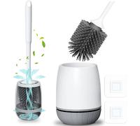 Brosse WC silicone blanche avec support mural et sol