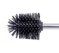 Wenko Brosse WC 21799100 – Silicone, manche acier inoxydable, tête de rechange – noir-argenté