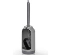 Brosse WC Unyqoos® avec support – Nettoyage en profondeur à 360°, tête de brosse incurvée avec nettoyant pour les bords, séchage rapide, support mural et autoportant flexible, manche de 38 cm