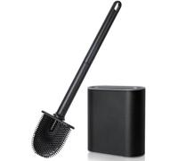 Brosse WC Unyqoos® avec tête de brosse flexible en TPR/silicone, manche antidérapant et support aéré – nettoyage sans rayures pour les toilettes, la salle de bain et les lavabos