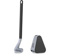Brosse WC Unyqoos® avec tête en silicone de forme golf, en PP+TPR, manche long, nettoyage en profondeur à 360° sans zones difficiles d'accès, support intégré et fixation murale (noir)
