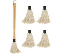 Brosses à badigeonner pour barbecue, avec 4 têtes de rechange, brosse à badigeonner pour griller, balai à badigeonner avec manche en bois, passe au lave-vaisselle, brosses à badigeonner pour barbecue,