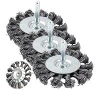 Brosses métalliques circulaires 3 pièces 4500r/jante à fil torsadé noué pour perceuse avec tige hexagonale de 0, 2 po Brosse métallique pour l'élimination de la rouille, la corrosion et la p
